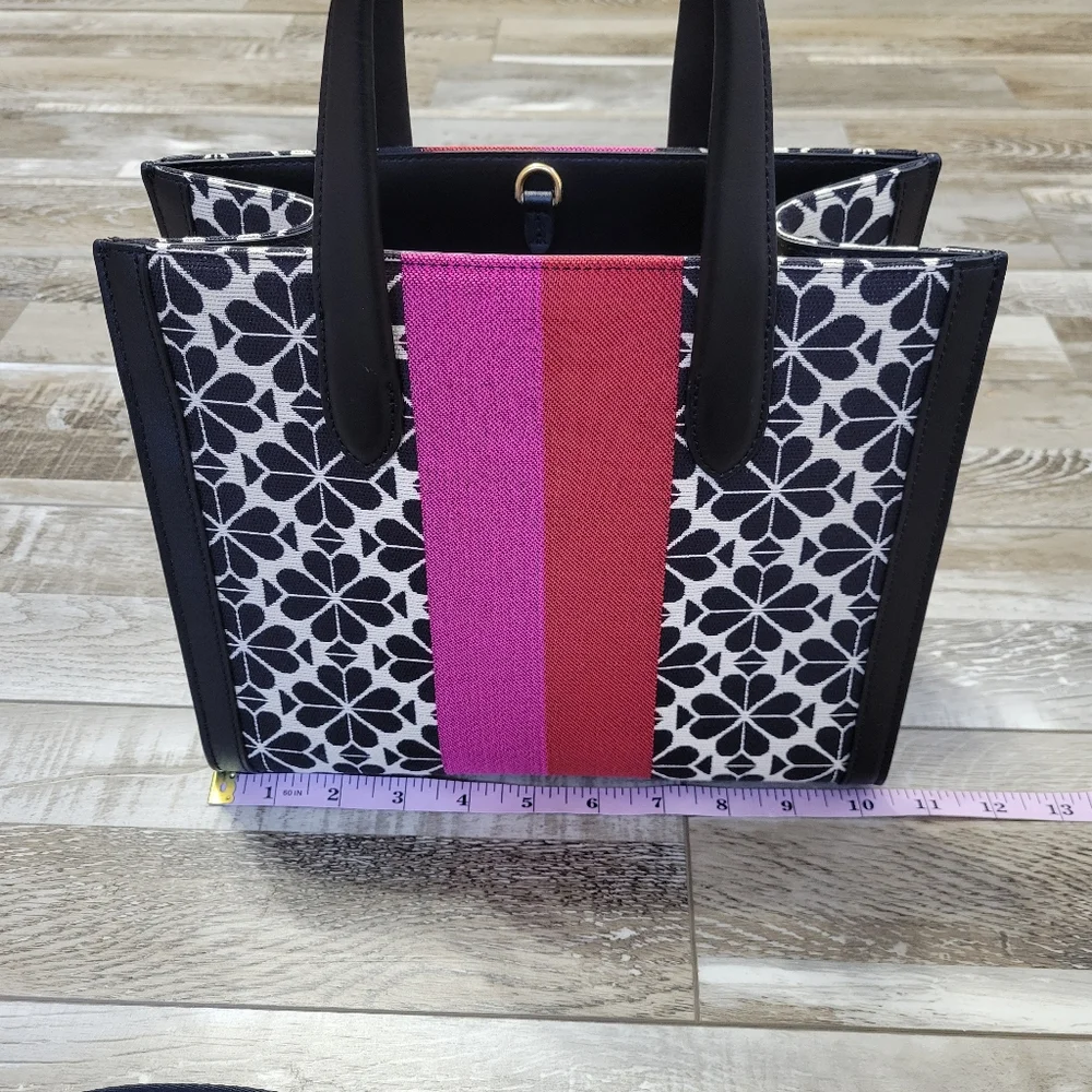 Kate Spade Flower Jacquard Manhattan Stripe Small Tote